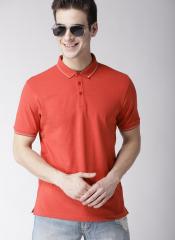 Mast & Harbour Rust Orange Solid Polo Collar T Shirt men