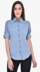 Mayra Blue Solid Shirt women