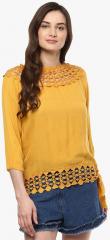 Mayra Mustard Yellow Self Pattern Blouse women