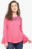 Mayra Pink Self Design Blouse Women