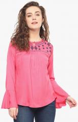 Mayra Pink Self Design Blouse women