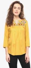 Mayra Yellow Embroidered Blouse women