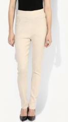 Meee Beige Solid Jeggings women