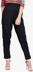 Meee Black Solid Regular Fit Chinos women