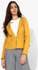 Meee Mustard Yellow Solid Summer Jacket women