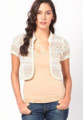 Meee White Crochet Shrug women