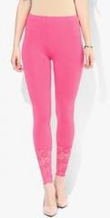 Melange By Lifestyle Pink Solid Leggings women