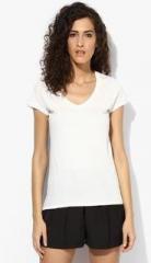 Mexx Off White Solid T Shirt women