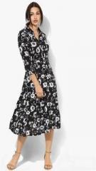 Miaminx Black Coloured Printed Skater Dress women