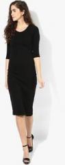 Miaminx Black Coloured Solid Bodycon Dress women