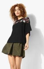 Miaminx Black Embroidered Blouse women