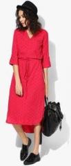 Miaminx Fuchsia Coloured Printed Shift Dress With Belt women