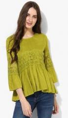 Miaminx Green Solid Blouse women