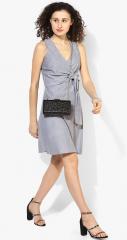 Miaminx Grey Solid Wrap Dress women