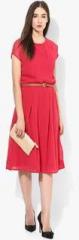 Miaminx Magenta Coloured Solid Shift Dress With Belt women