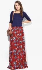 Miaminx Navy Blue Colored Printed Maxi Dress women