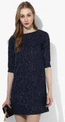 Miaminx Navy Blue Coloured Embellished Shift Dress women