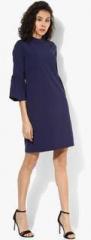 Miaminx Navy Blue Coloured Solid Shift Dress women