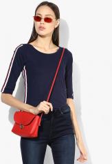 Miaminx Navy Blue Solid Blouse women