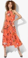 Miaminx Peach Coloured Printed Skater Dress women