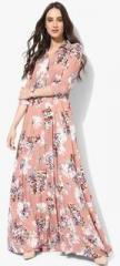 Miaminx Peach Multicoloured Printed Maxi Dress women