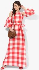 Miaminx Red Checked Maxi Dress women