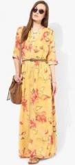 Miaminx Yellow Colored Printed Maxi Dress women