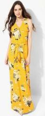 Miaminx Yellow Printed Maxi Dress With Belt women