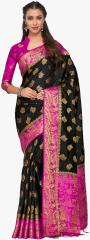 Mimosa Black Woven Design Saree women