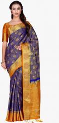 Mimosa Navy Blue Woven Design Saree women