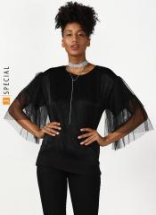 Miss Bennett Black Self Design Blouse women