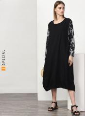 Miss Bennett Black Self Design Shift Dress women