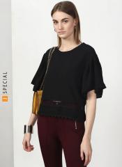 Miss Bennett Black Solid Blouson Top women