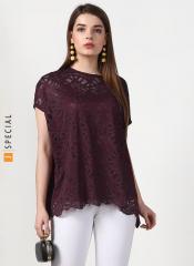 Miss Bennett Burgundy Self Design A Line Top women