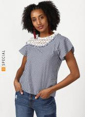 Miss Bennett Multi Checked Blouson Top women