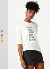 Miss Bennett Off White Printed Regular Top women