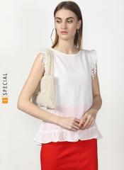 Miss Bennett Short Sleeve Top Featuring Frills Detailing At Armhole And Hem women