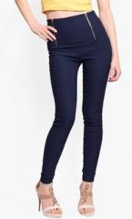 Miss Chase Navy Blue Solid Jeggings women