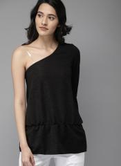 Moda Rapido Black One Shoulder Top women