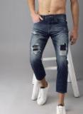 Moda Rapido Blue Slim Fit Mid Rise Mildly Distressed Jeans Men