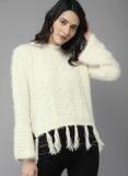 Moda Rapido Cream Coloured Self Design Pullover women