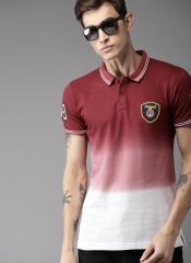 Moda Rapido Maroon & White Dyed Polo Collar T shirt men