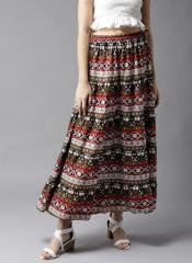 Moda Rapido Multicoloured Printed Maxi Flared Skirt women