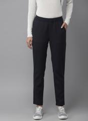 Moda Rapido Navy Blue Regular Fit Solid Trousers women