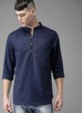 Moda Rapido Navy Blue Solid Straight Kurta men