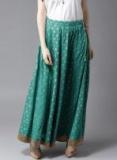 Moda Rapido Teal Printed Flared Skirt Women