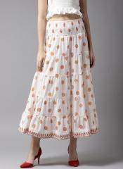 Moda Rapido White & Red Printed Tiered Maxi Skirt women