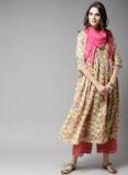 Moda Rapido Yellow & Green Printed A Line Kurta Women