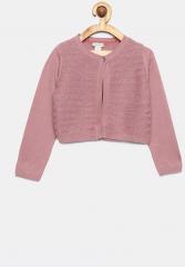 Monsoon Children Pink Solid Front Open Sweater girls