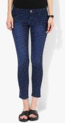 Monte Carlo Navy Blue Printed Mid Rise Slim Jeans women